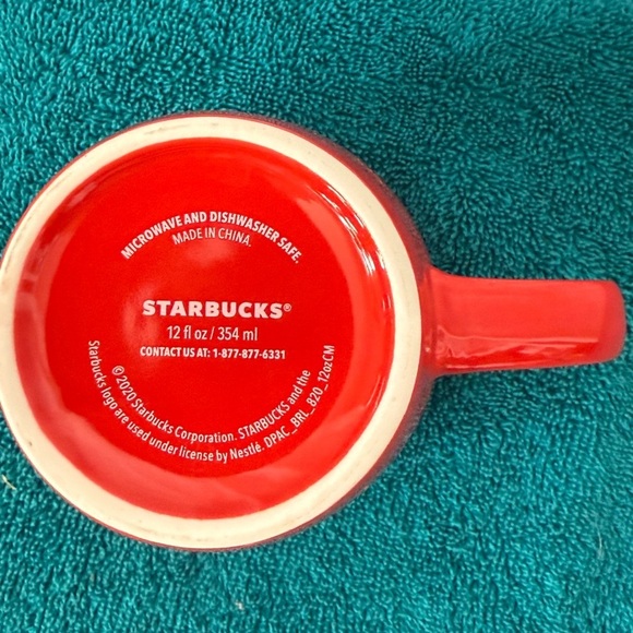 STARBUCKS Siren LOGO Solid Red w/ White Inside Ceramic Coffee Mug/Tea Cup 11oz - Picture 4 of 5